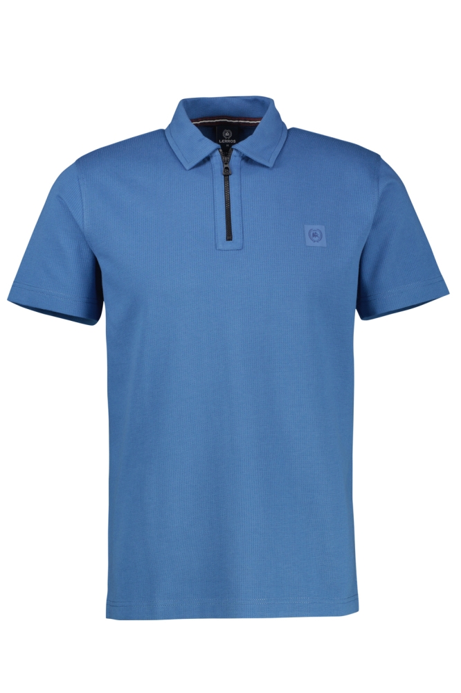 POLOSHIRT MET RITS 2553247 435 COBALT BLUE